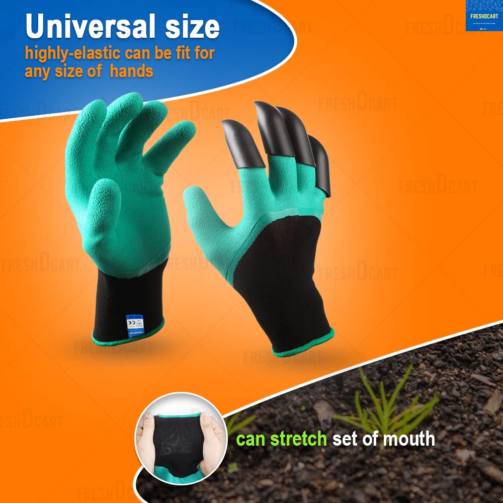 BIGCATCH Cotton Gloves With Latex Coating & Nails, For Garden & Farming, ( 2 Pair )