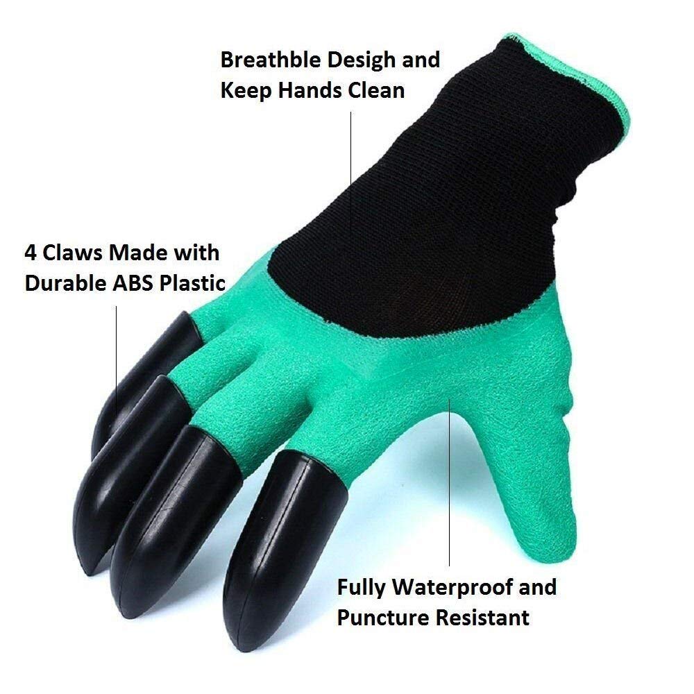 BIGCATCH Cotton Gloves With Latex Coating & Nails, For Garden & Farming, ( 2 Pair )