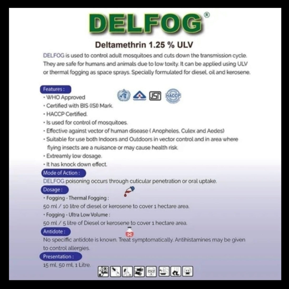 DELFOG 1 Litre, Fogging Chemical For Mosquito Control