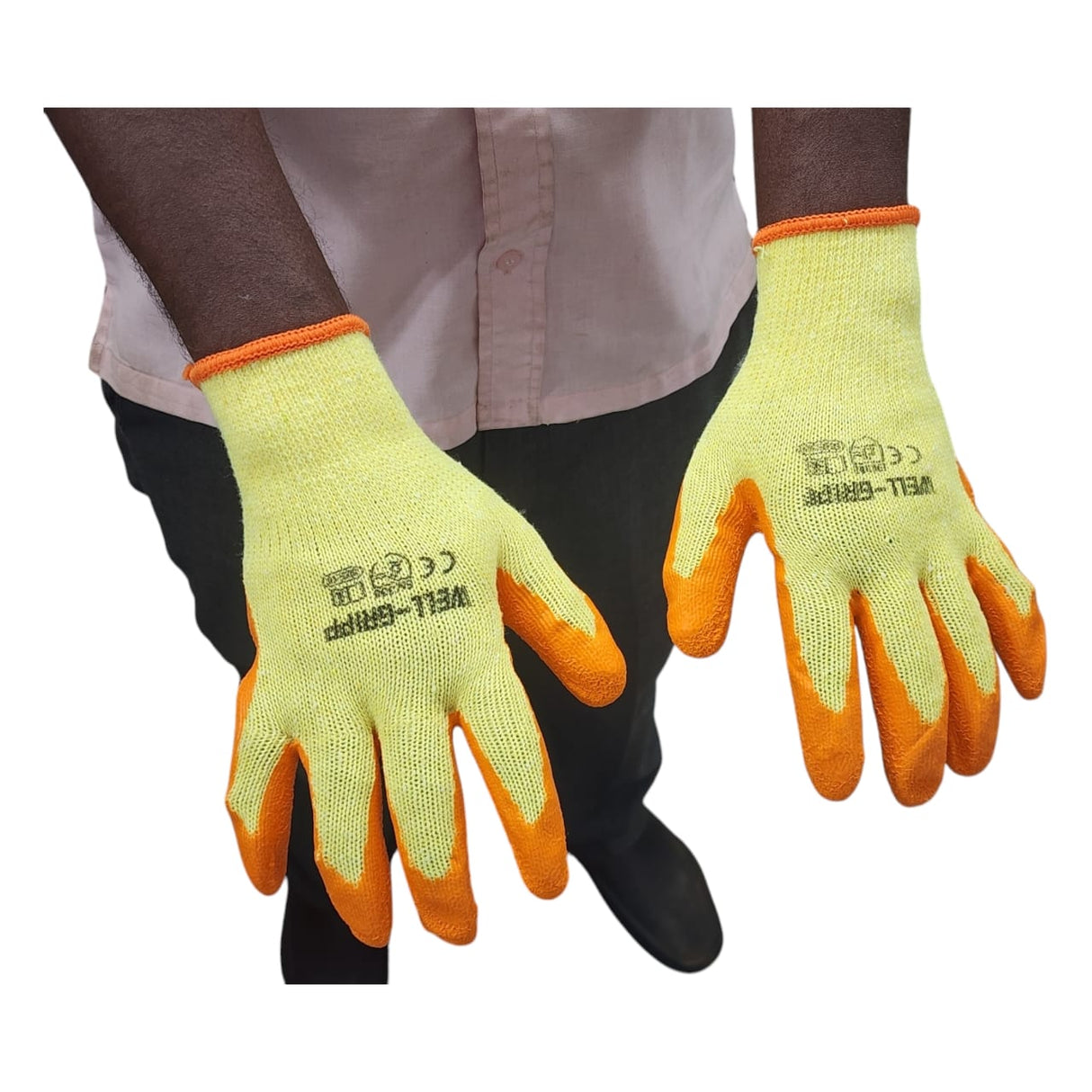 BIGCATCH Cotton Hand Gloves Latex Coating ( 12 Pair ), For Garden, Agriculture Use